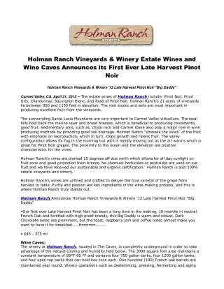 Holman Ranch Vineyards & Winery Estate Wines and Wine Caves