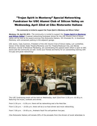 "Trojan Spirit in Monterey” Special Networking Fundraiser fo