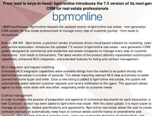 From lead to keys-in-hand: bpm'online introduces