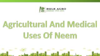 Agricultural And Medical Uses Of Neem