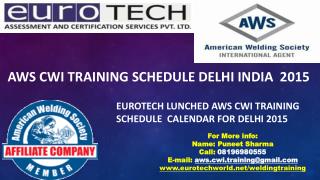 AWS CWI Training Seminar Schedule Delhi 2015