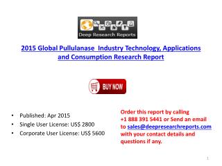 2015-2020 Global Pullulanase Industry by Growth, Application