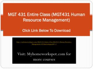 MGT 431 Entire Class (MGT431 Human Resource Management