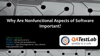 Why Are Nonfunctional Aspects of Software Important?