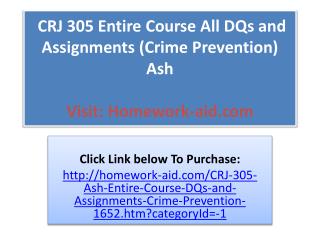 CRJ 305 Entire Course All DQs and Assignments (Crime Prevent