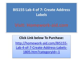 BIS155 Lab 4 of 7: Create Address Labels