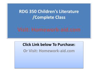 RDG 350 Children's Literature /Complete Class