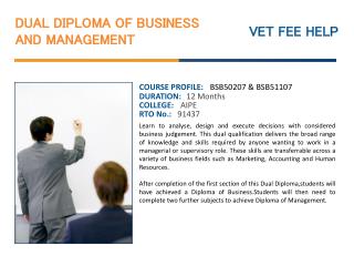 Dual Diploma of Business and Management Course Online Austra