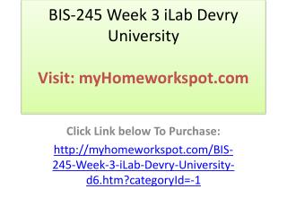 BIS-245 Week 3 iLab Devry University