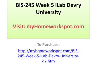 BIS-245 Week 5 iLab Devry University