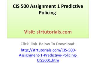 CIS 500 Assignment 1 Predictive Policing