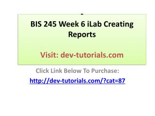 BIS 245 Week 6 iLab Creating Reports