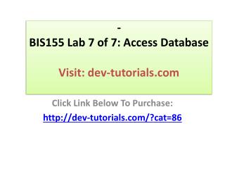 BIS155 Lab 7 of 7: Access Database