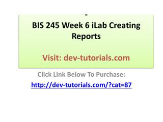 BIS 245 Week 6 iLab Creating Reports Click Link Below To Pu