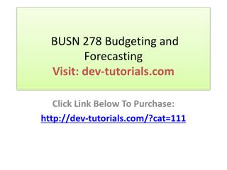 BUSN 278 Budgeting and Forecasting - Course Project Weekly