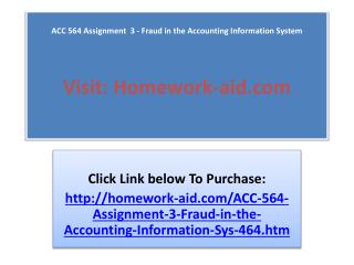ACC 564 Assignment 3 - Fraud in the Accounting Information