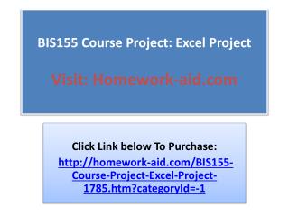BIS155 Course Project: Excel Project