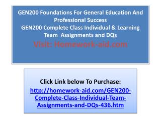 GEN200 Foundations For General Education And Professional Su