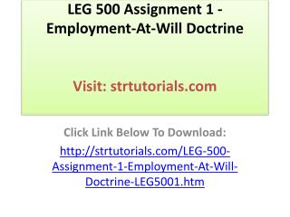 LEG 500 Assignment 1 - Employment-At-Will Doctrine