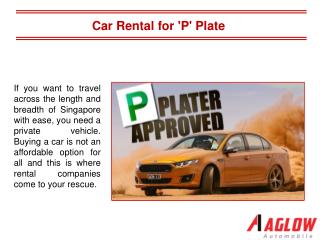 Car Rental for 'P' Plate