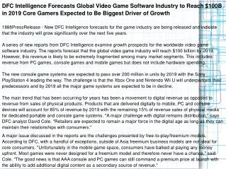 DFC Intelligence Forecasts Global Video Game Software