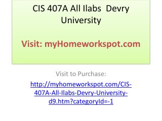 CIS 407A All Ilabs Devry University