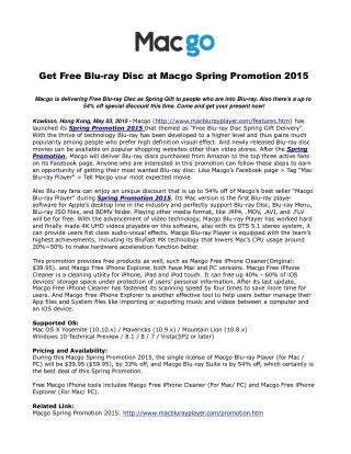 Get Free Blu-ray Disc at Macgo Spring Promotion 2015