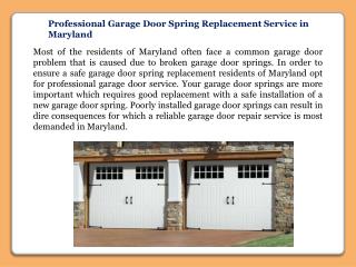 Professional Garage Door Spring Replacement Service