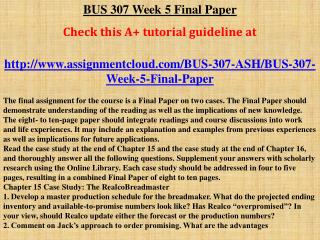 BUS 307 Week 5 Final Paper