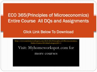 ECO 365(Principles of Microeconomics) Entire Course All DQs