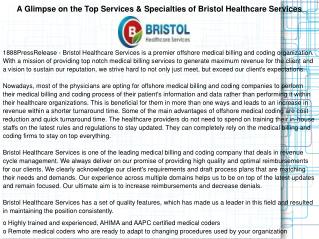 A Glimpse on the Top Services & Specialties of Bristol