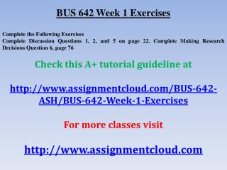 BUS 642 Week 1 Exercises