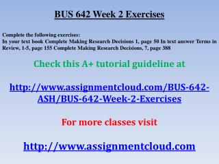BUS 642 Week 2 Exercises