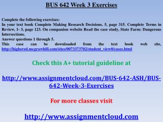 BUS 642 Week 3 Exercises