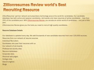 Zillionresumes Review world’s Best Recruiting Resource