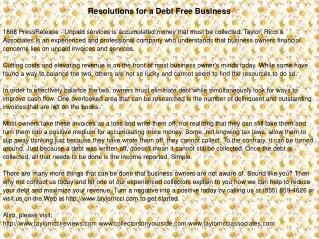 Resolutions for a Debt Free Business