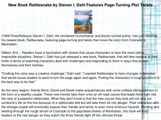 New Book Rattlesnake by Steven I. Dahl Features