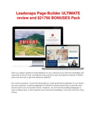 Leadsnaps detail review and special bonuses included