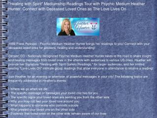 "Healing with Spirit" Mediumship Readings Tour