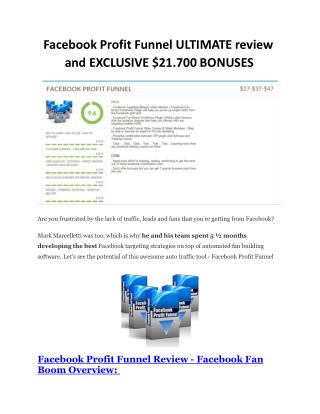 Facebook Profit Funnel detail review and special bonuses inc