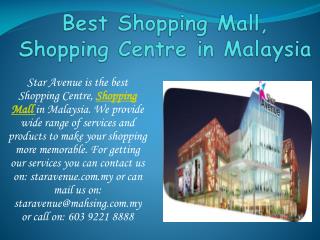 Best Shopping Mall, Shopping Centre in Malaysia