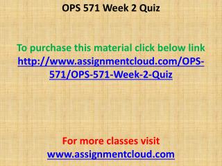 OPS 571 Week 2 Quiz