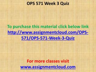 OPS 571 Week 3 Quiz