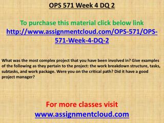 OPS 571 Week 4 DQ 2