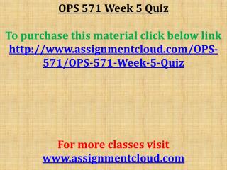 OPS 571 Week 5 Quiz