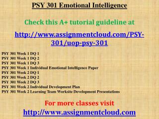 PSY 301 Emotional Intelligence