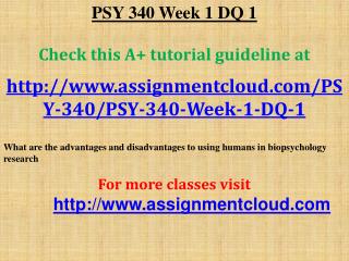 PSY 340 Week 1 DQ 1