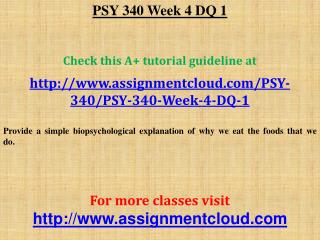 PSY 340 Week 4 DQ 1