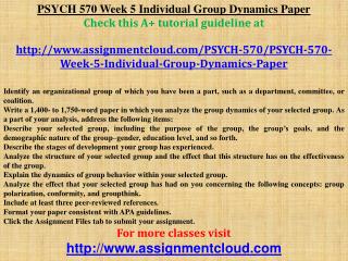 PSYCH 570 Week 5 Individual Group Dynamics Paper