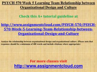 PSYCH 570 Week 5 Learning Team Relationship between Organiza